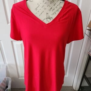 Women's Red  V Neck Top